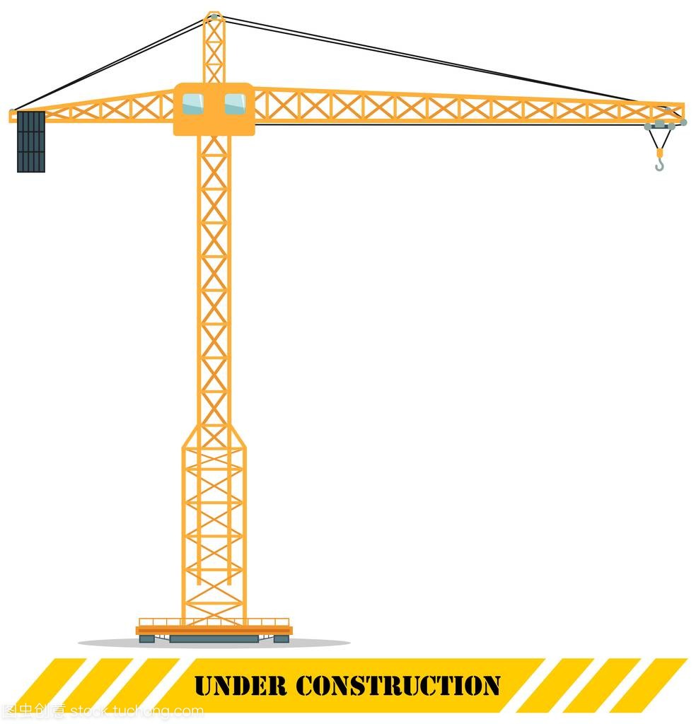 建筑塔式起重机。重型建筑机械。矢量插图